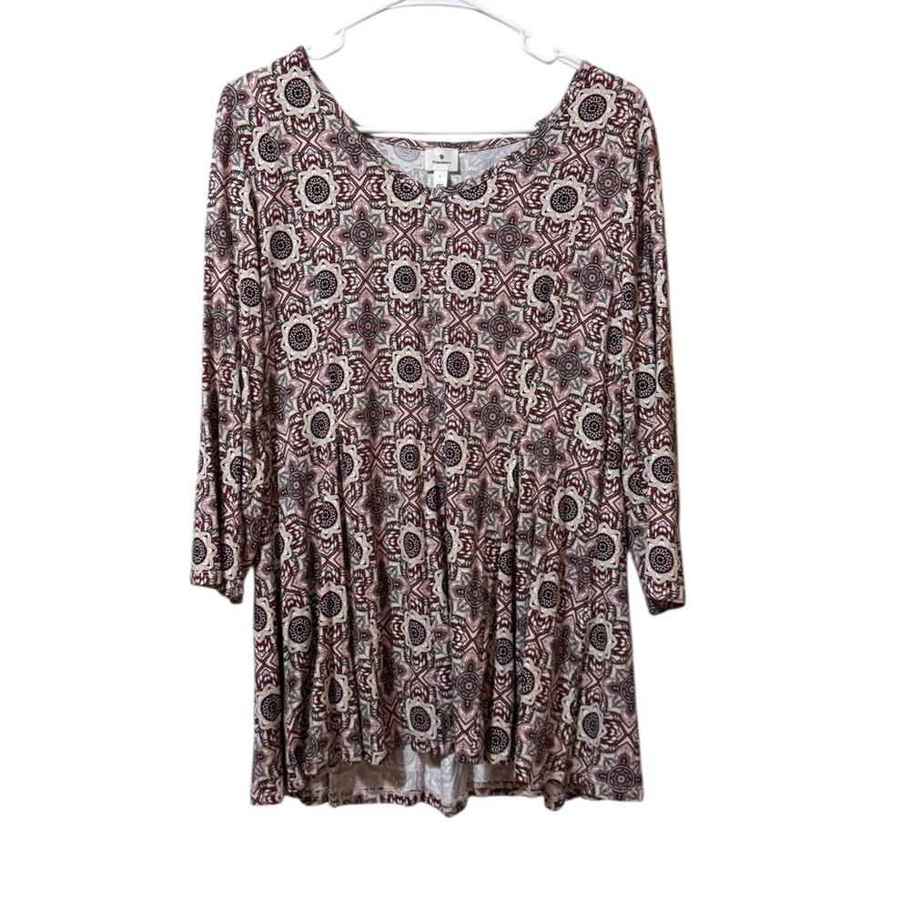 Dressbarn Womens Size‎ Large Geometric Blouse Stretch Lightweight Office Casual
